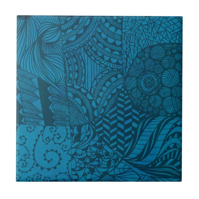Carreau Art abstrait motif bleu (Devant)