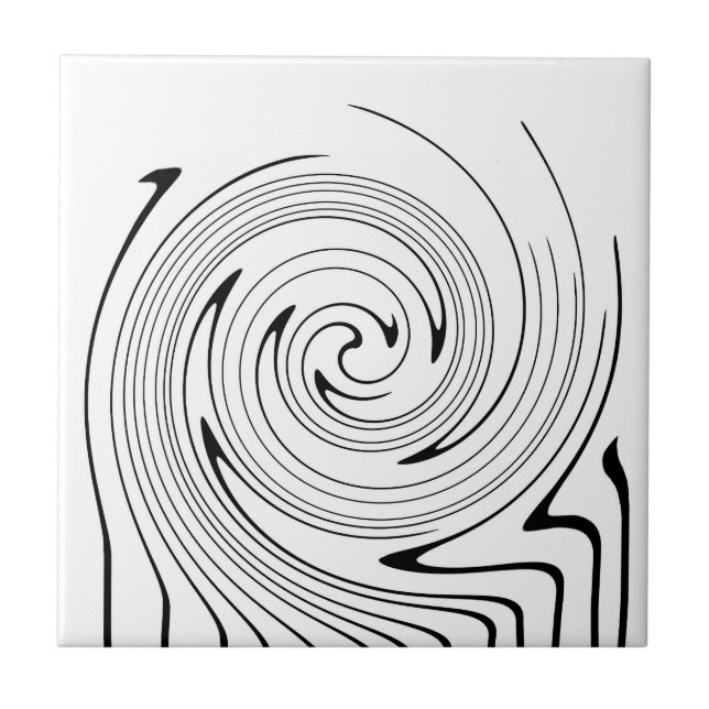 Carreau Art Abstrait Noir Blanc Lignes Twirl Minimalisme (Devant)