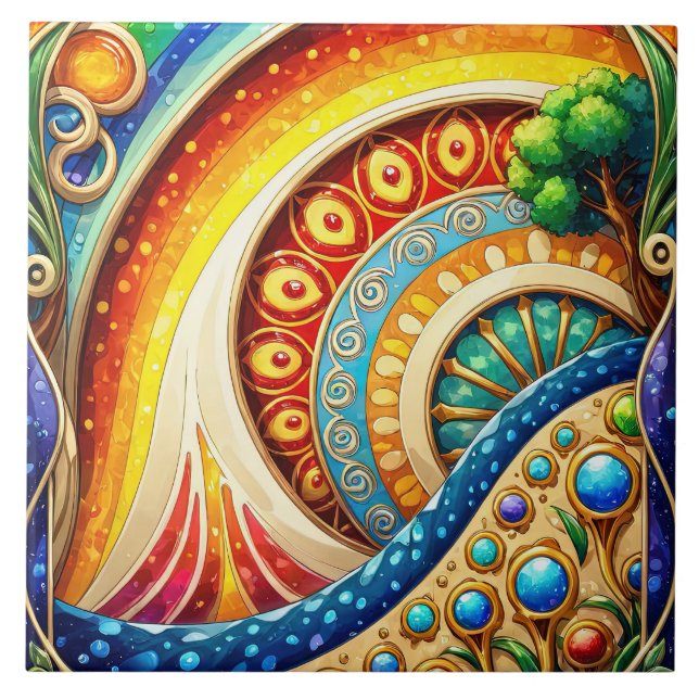 Carreau Art Abstrait radieux (Devant)