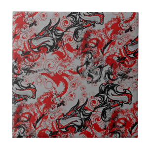 Carreau Art abstrait sale de dragons