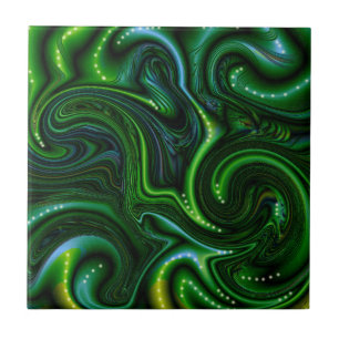 Carreau Art Abstrait Tourbillonnant et vert