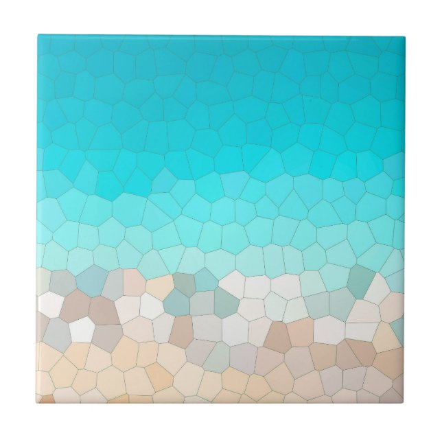 Carreau Art Abstrait Turquoise Beige Coral rose (Devant)