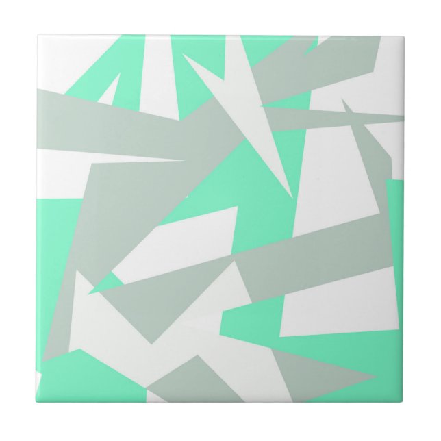 Carreau Art Abstrait Turquoise Gris Blanc Pastel (Devant)