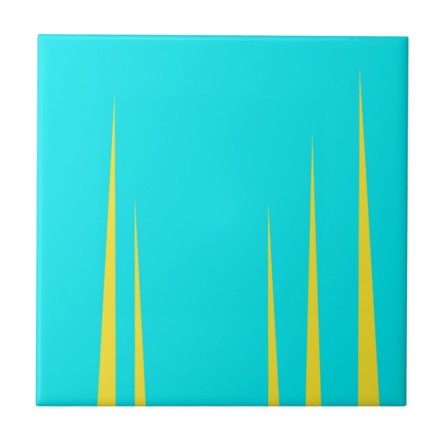 Carreau Art Abstrait Turquoise Jaune Tourbillon Minimalism (Devant)
