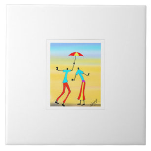 Carreau Art africain Abstrait, coucher de soleil d'été tro