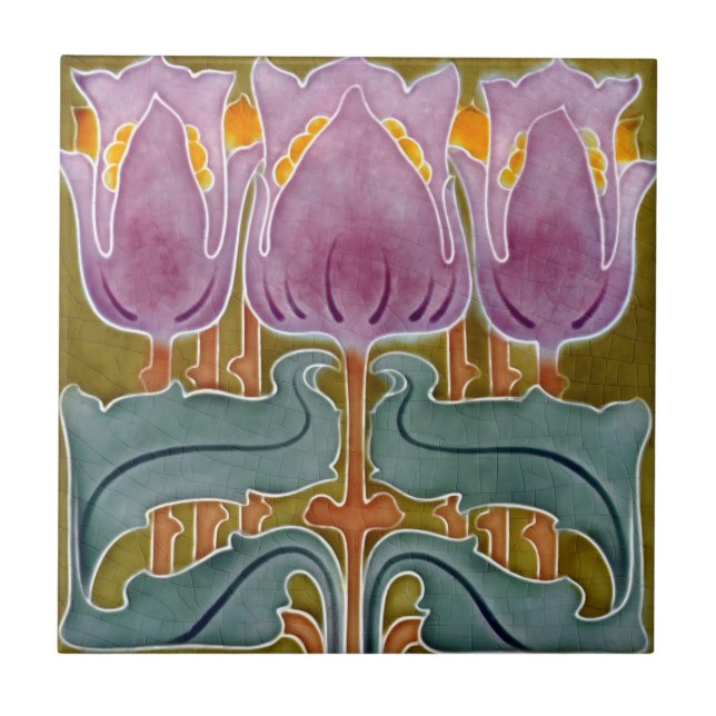 Carreau art beau tulipe rose tulipes tuiles (Devant)