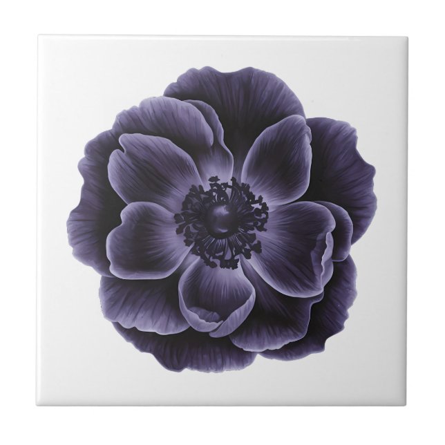 Carreau Art botanique en fleurs violettes foncées (Devant)