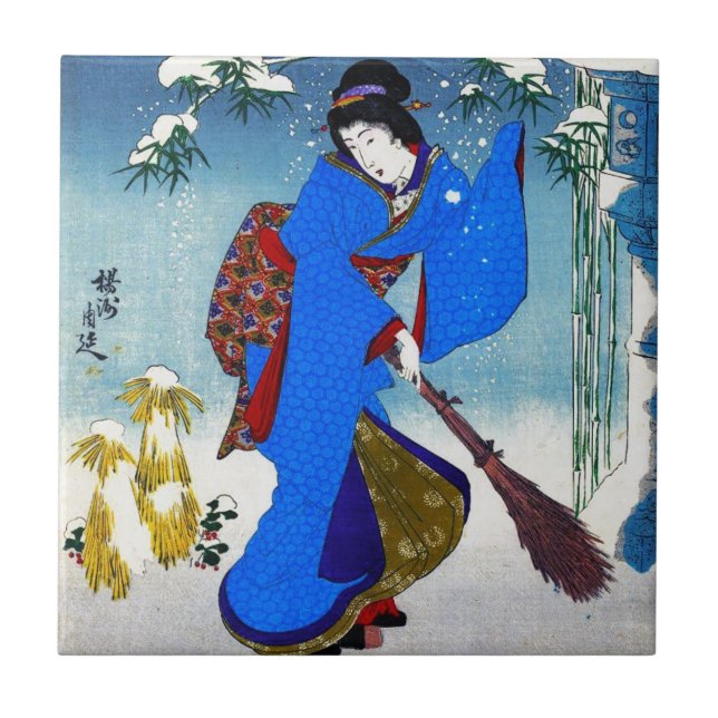 Carreau Art classique japonais oriental frais de dame de (Devant)