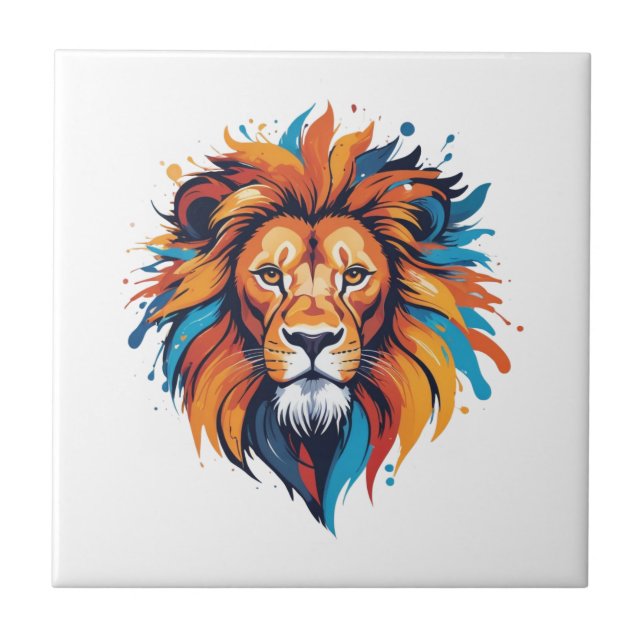 Carreau Art coloré Lion Head Wall (Devant)