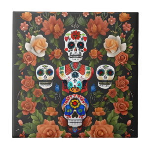 Carreau Art crâne de sucre - Dia de los Muertos