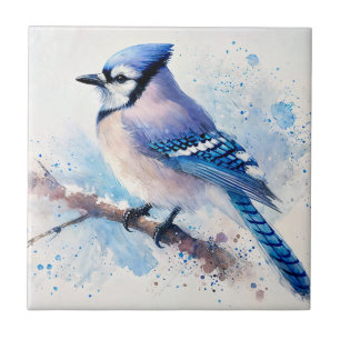 Carreau Art d'aquarelle Blue Jay