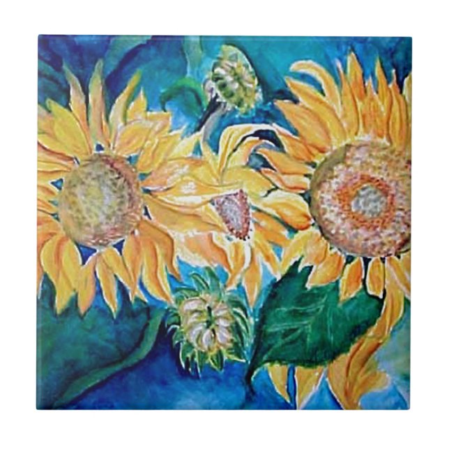 Carreau Art d'aquarelle de tournesol (Devant)