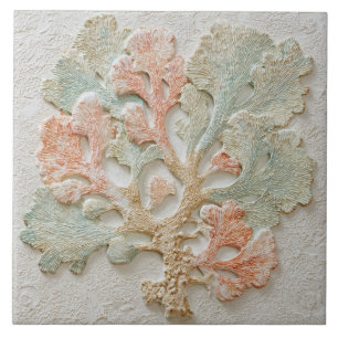 Carreau Art de branche de corail de mer côtière Aqua