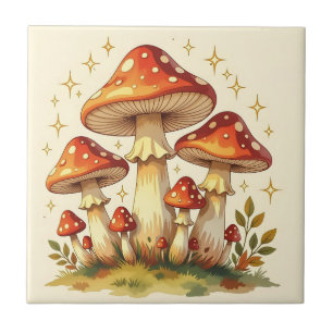 Carreau Art de champignons vintage Cottage Core