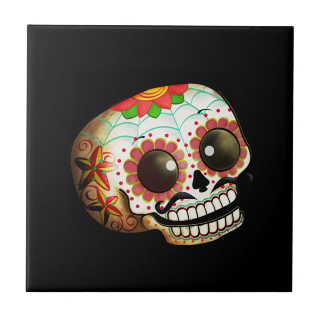Carreau Art de crâne de Dia de Los Muertos Sugar (Devant)