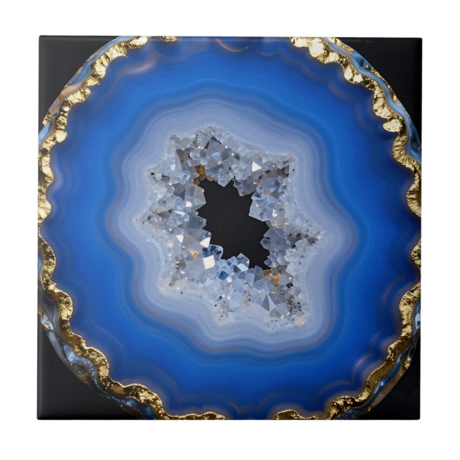 Carreau Art de cristal de géode d'agate bleue à bordure do (Devant)
