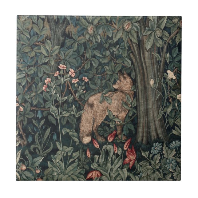 Carreau Art de faune de renard de verdure de William Morri (Devant)