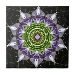 Carreau Art de kaléidoscope de mandala floral pourpre