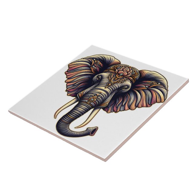 Carreau Art de l'éléphant de l'aube fleuri (Côté)