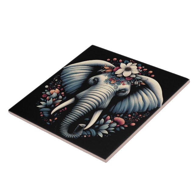 Carreau Art de l'éléphant de l'aube fleuri (Côté)