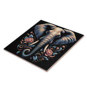 Carreau Art de l'éléphant de l'aube fleuri