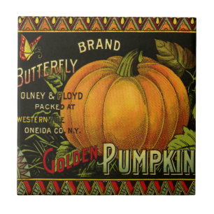 Carreau Art de l'étiquette de canette vintage, citrouille