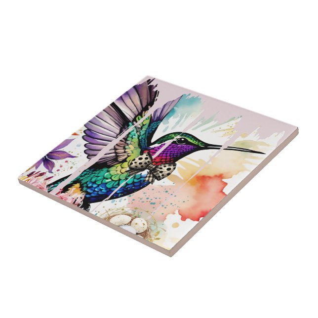Carreau Art de l'oiseau à coup de pinceau (Côté)