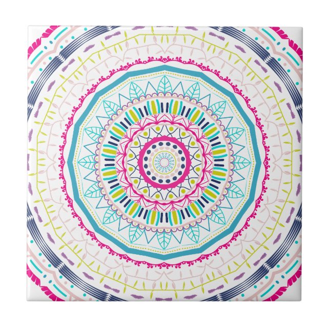 Carreau Art de mandala coloré vibrant (Devant)