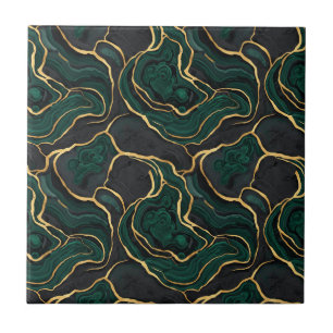 Carreau Art de marbre émeraude et laiton de luxe