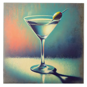 Carreau Art de martini du milieu du siècle, j'aime le blue