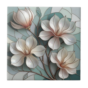 Carreau Art de mosaïque florale en verre teinté Magnolia é