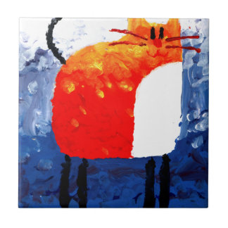 Carreau Art de peinture de dessin d'amusement de chat fait