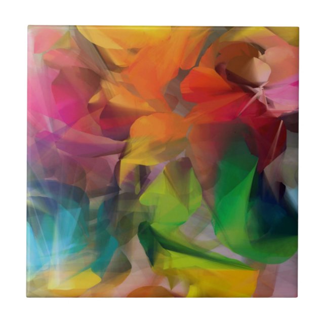 Carreau Art de plumes colorées vives (Devant)