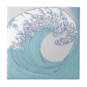 Carreau Art de vague de surf Ukiyo-e japonais vintage de l