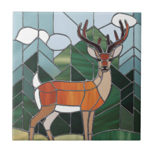 Carreau Art de verre coloré, style de cerf en verre coloré