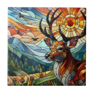 Carreau Art de verre coloré, style de cerf en verre coloré