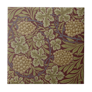 Carreau Art de vigne rouge vert William Morris