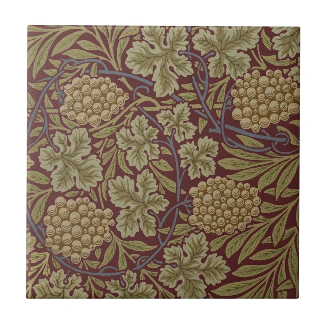 Carreau Art de vigne rouge vert William Morris (Devant)