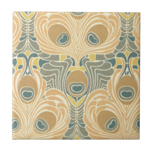 Carreau art déco art nouveau motif de paon art