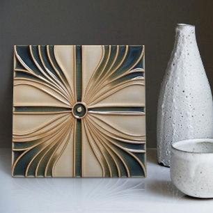 Carreau Art Déco Belle Époque Symétrie Florale Milieu de S