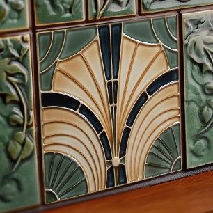 Carreau Art Déco Belle Époque Symétrie Florale Milieu de S