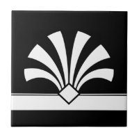 Art Déco Blanc Noir Fleur géométrique Elément 06