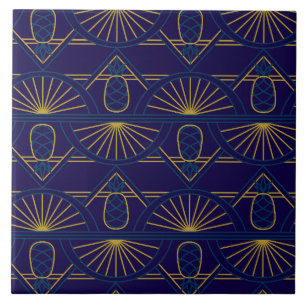 Carreau Art Déco Bleu Or Géométrique