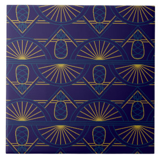 Carreau Art Déco Bleu Or Géométrique