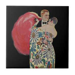 Carreau Art déco dansant, Amour et Romance vintage