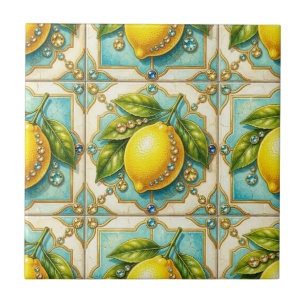 Carreau Art Déco de citrons et de diamants en motif contin