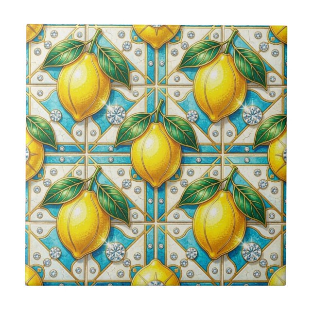 Carreau Art Déco de citrons et de diamants en motif contin (Devant)