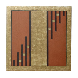 Carreau Art Déco En Or Et Tan