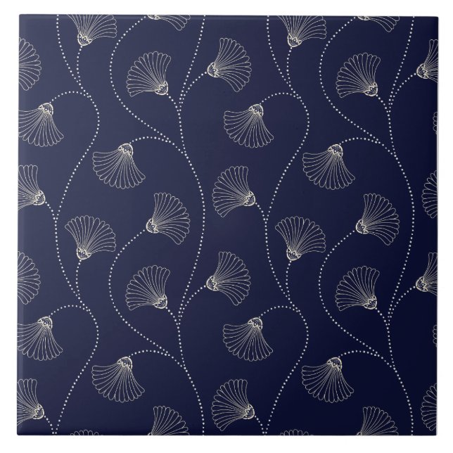 Carreau Art Deco Floral Fan Pattern  (Devant)