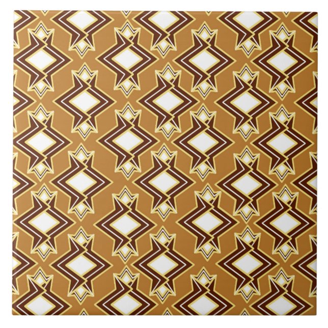 Carreau Art Déco Fond d'écran Motif, Tan et Brown (Devant)